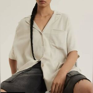 H&M Divided Oversized Linen Blend Airy Resort Shirt